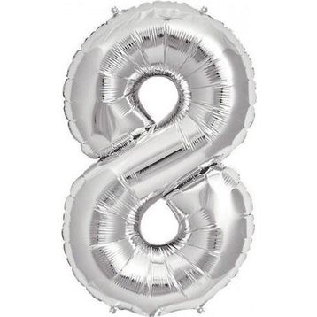 Pazarız Parti 8 Rakamı Gümüş Folyo 102 cm Balon