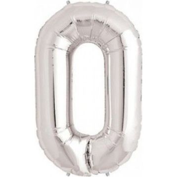 Pazarız Rakam Folyo 0 Rakamı Büyük Boy Gümüş Gri 100 cm Balon