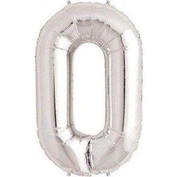 Pazarız Rakam Folyo 0 Rakamı Büyük Boy Gümüş Gri 100 cm Balon