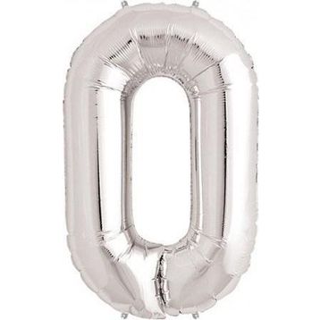 Pazarız Rakam Folyo 0 Rakamı Büyük Boy Gümüş Gri 100 cm Balon