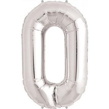 Pazarız Rakam Folyo 0 Rakamı Büyük Boy Gümüş Gri 100 cm Balon