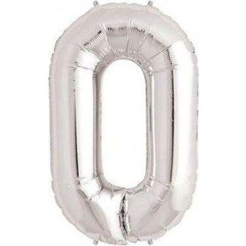 Pazarız Rakam Folyo 0 Rakamı Büyük Boy Gümüş Gri 100 cm Balon