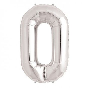 Pazarız Rakam Folyo 0 Rakamı Büyük Boy Gümüş Gri 100 cm Balon