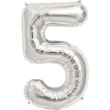 Pazarız Rakam Folyo 5 Rakamı Büyük Boy Gümüş Gri 100 cm Balon