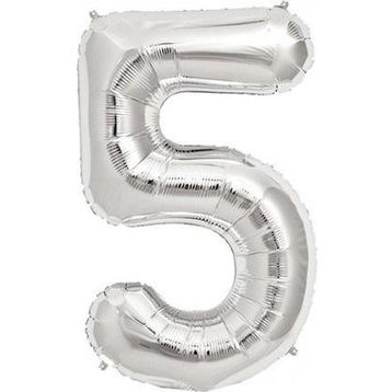 Pazarız Rakam Folyo 5 Rakamı Büyük Boy Gümüş Gri 100 cm Balon