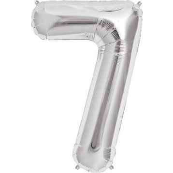 Pazarız Rakam Folyo 7 Rakamı Büyük Boy Gümüş Gri 100 cm Balon