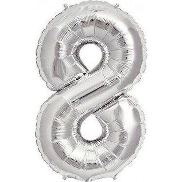 Pazarız Rakam Folyo 8 Rakamı Büyük Boy Gümüş Gri 100 cm Balon