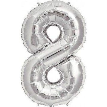 Pazarız Rakam Folyo 8 Rakamı Büyük Boy Gümüş Gri 100 cm Balon