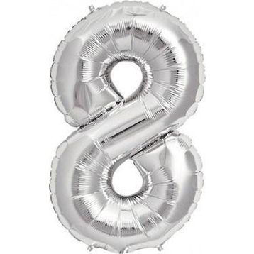 Pazarız Rakam Folyo 8 Rakamı Büyük Boy Gümüş Gri 100 cm Balon