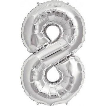Pazarız Rakam Folyo 8 Rakamı Büyük Boy Gümüş Gri 100 cm Balon
