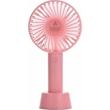 Pazarız Şarjlı Fan Mini Taşınabilir Pembe El ve Masa Üstü 3 Kademeli Standlı Vantilatör Fan