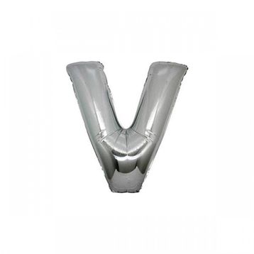 Pazarız V Silver 90 cm Gümüş Harf Folyo Balon