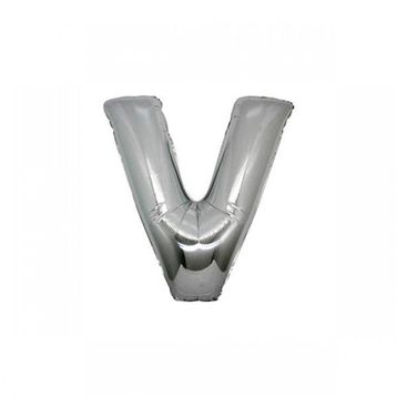 Pazarız V Silver 90 cm Gümüş Harf Folyo Balon