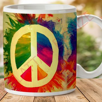 Peace Barış Simgesi Renkli Baskılı Kupa