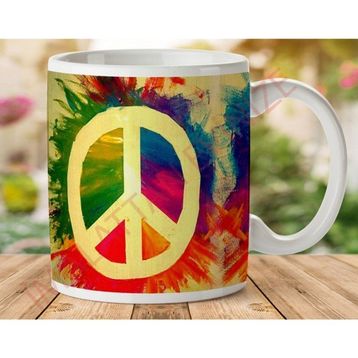Peace Barış Simgesi Renkli Baskılı Kupa