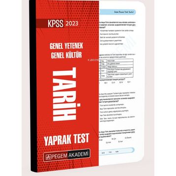 Pegem Akademi Yayıncılık 2023 Kpss Genel Yetenek Genel Kültür Tarih Yaprak Test