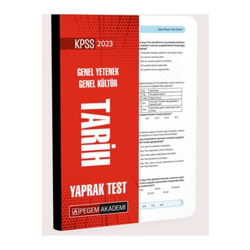 Pegem Akademi Yayıncılık 2023 Kpss Genel Yetenek Genel Kültür Tarih Yaprak Test