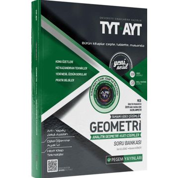 Pegem Akademi Yayıncılık TYT-AYT Tamamı Çözümlü Geometri Analitik Geometri Katı Cisimler Soru Bankası