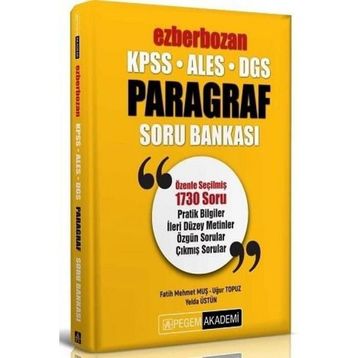 Pegem Yayınları 2020 KPSS ALES DGS Ezberbozan Paragraf Soru Bankası