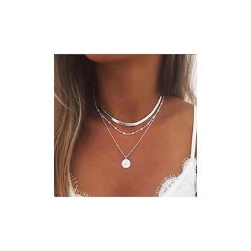 Pelin Aksesuar Üçlü Plaka Silver Renk Kolye