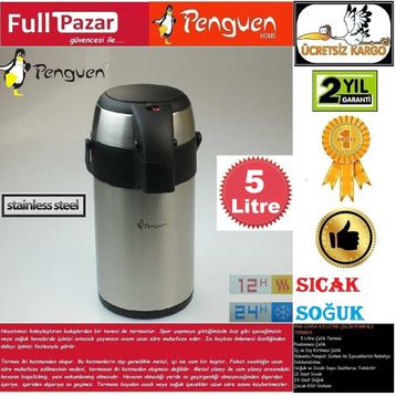 Penguen PNG1250A 5 lt Çift Katlı Çelik Termos