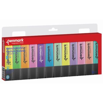 Penmark 8683181701847 12'li HS505-12NP Pastel ve Neon Karışık Renk Fosforlu Kalem