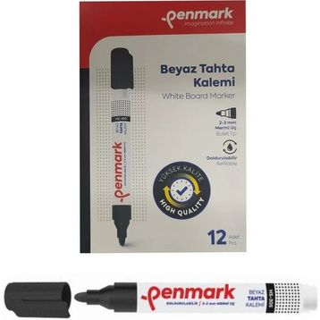 Penmark Siyah Renk 12 Adet Beyaz Yazı Tahtası Kalemi