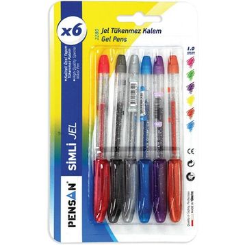 Pensan 2280 Jel Simli 1.0 mm Gümüş Tükenmez Kalem
