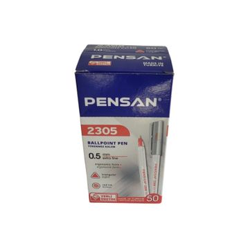 Pensan 2305 Üçgen Kırmızı 0.5 mm 50'li Tükenmez Kalem