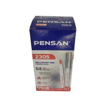 Pensan 2305 Üçgen Kırmızı 0.5 mm 50'li Tükenmez Kalem