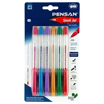 Pensan 6 Renk Simli Jel Kalem