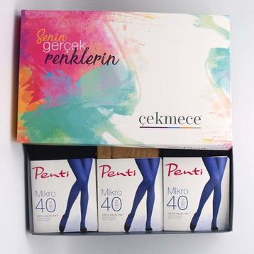 Penti Mikro 40 Karışık 3'lü Asorti Kadın Külotlu Çorap