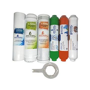 Pera Water Açık Kasa Su Arıtma Cihazlarına Uygun Mebransız 6'lı Alkali Mineral Filtre Seti ve Açma Anahtarı
