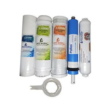 Pera Water Açık Kasa Su Arıtma Cihazlarına Uygun Pallas 80 Gpd Mebranlı 5'li Filtre Seti ve Açma Anahtarı