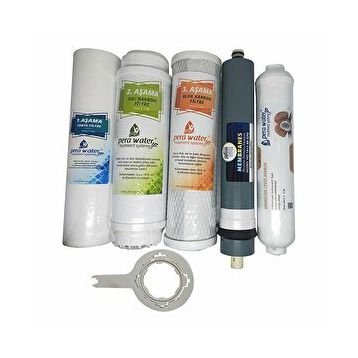 Pera Water Açık Kasa Su Arıtma Cihazlarına Uygun Platinium 80 Gpd Mebranlı 5'li Filtre Seti ve Açma Anahtarı