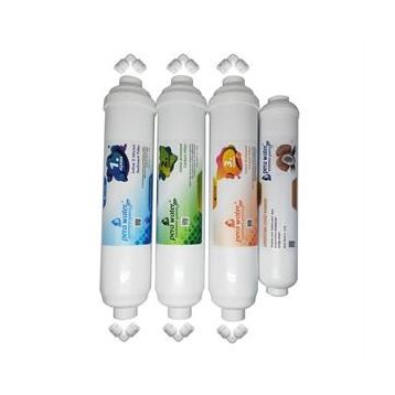 Pera Water Kapalı Kasa Su Arıtma Cihazlarına Uygun Mebransız İnline 4'lü Filtre Seti ve Bağlantı Dirseği