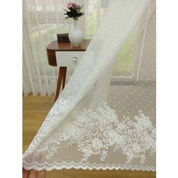 Perde Alemi Etek Ucu Desenli Dantel Sık Pile 1-3 550x260 cm Tül Perde