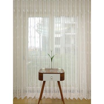 Perde Alemi Etek Ucu Yoğun Desenli Dantel Seyrek Pile 1-2 300x260 cm Tül Perde