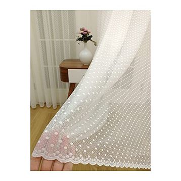 Perde Alemi Puantiyeli Dantel Seyrek Pile 1-2 100x250 cm Tül Perde
