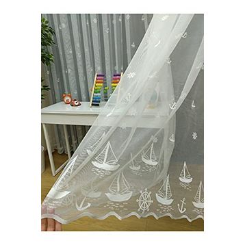 Perde Alemi Yelkenli Çapa Desenli Çocuk Odası Seyrek Pile 1-2 250x250 cm Tül Perde