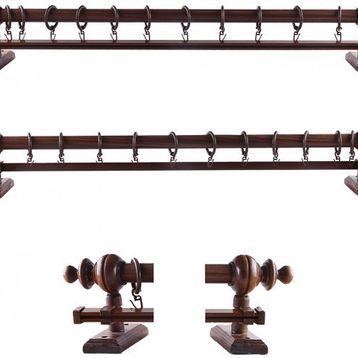 Perdejim Ceviz Ahşap 100 cm Rustik Perde Askısı Tek Raylı Rustik Borusu