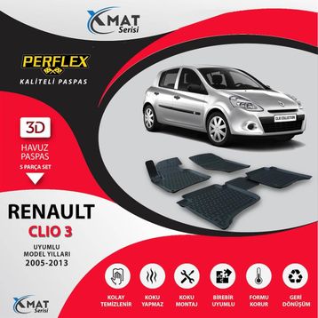 Perflex 3D Havuzlu X-Mat Clıo 3 2005-2013 Paspas