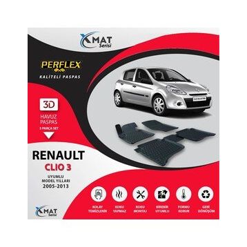 Perflex 3D Havuzlu X-Mat Clıo 3 2005-2013 Paspas