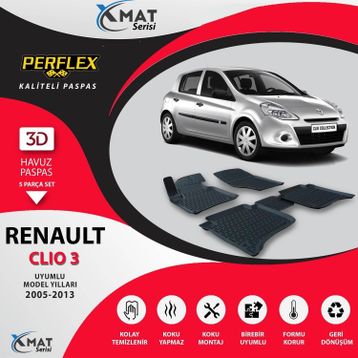 Perflex 3D Havuzlu X-Mat Clıo 3 2005-2013 Paspas
