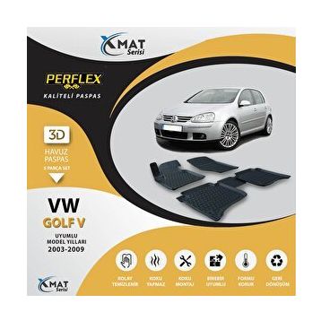 Perflex 3D Havuzlu X-Mat Golf 5 2003-2009 Paspas