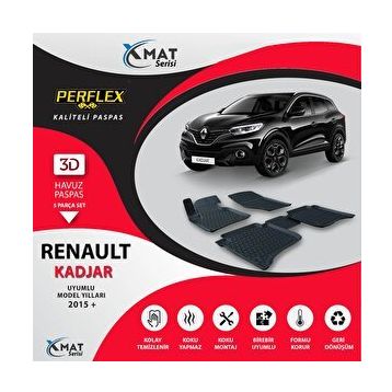 Perflex X-Mat Kadjar 2015+ Siyah 3D Havuzlu Paspas