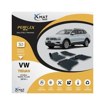 Perflex X-Mat Tiguan 2016+ Siyah 3D Havuzlu Paspas