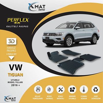 Perflex X-Mat Tiguan 2016+ Siyah 3D Havuzlu Paspas