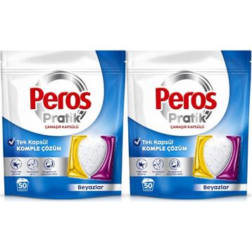 Peros Pratik Matik 100 Adet Beyazlar Çamaşır Deterjanı Kapsülü