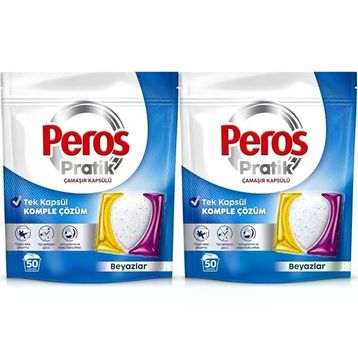 Peros Pratik Matik 100 Adet Beyazlar Çamaşır Deterjanı Kapsülü